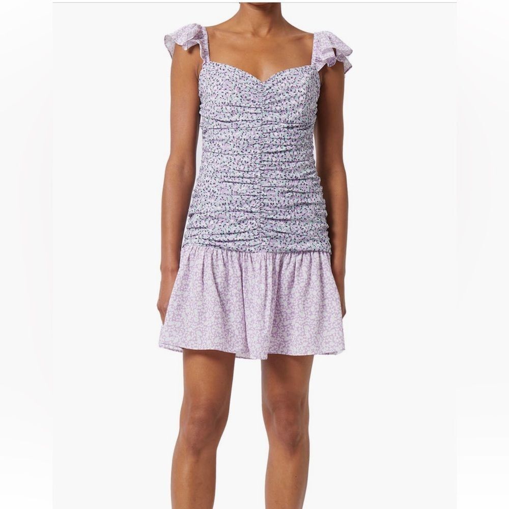 French connection floral ruched mini dress